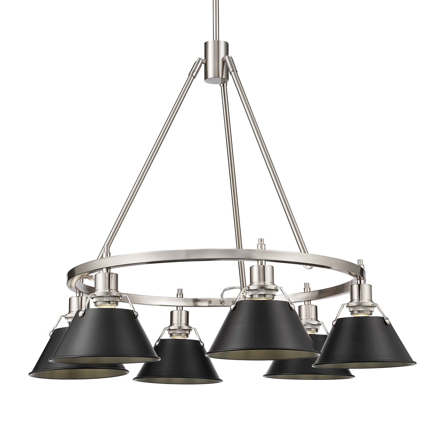 Golden - 3306-6 PW-BLK - Six Light Chandelier - Orwell - Pewter