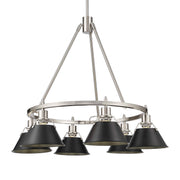 Golden - 3306-6 PW-BLK - Six Light Chandelier - Orwell - Pewter