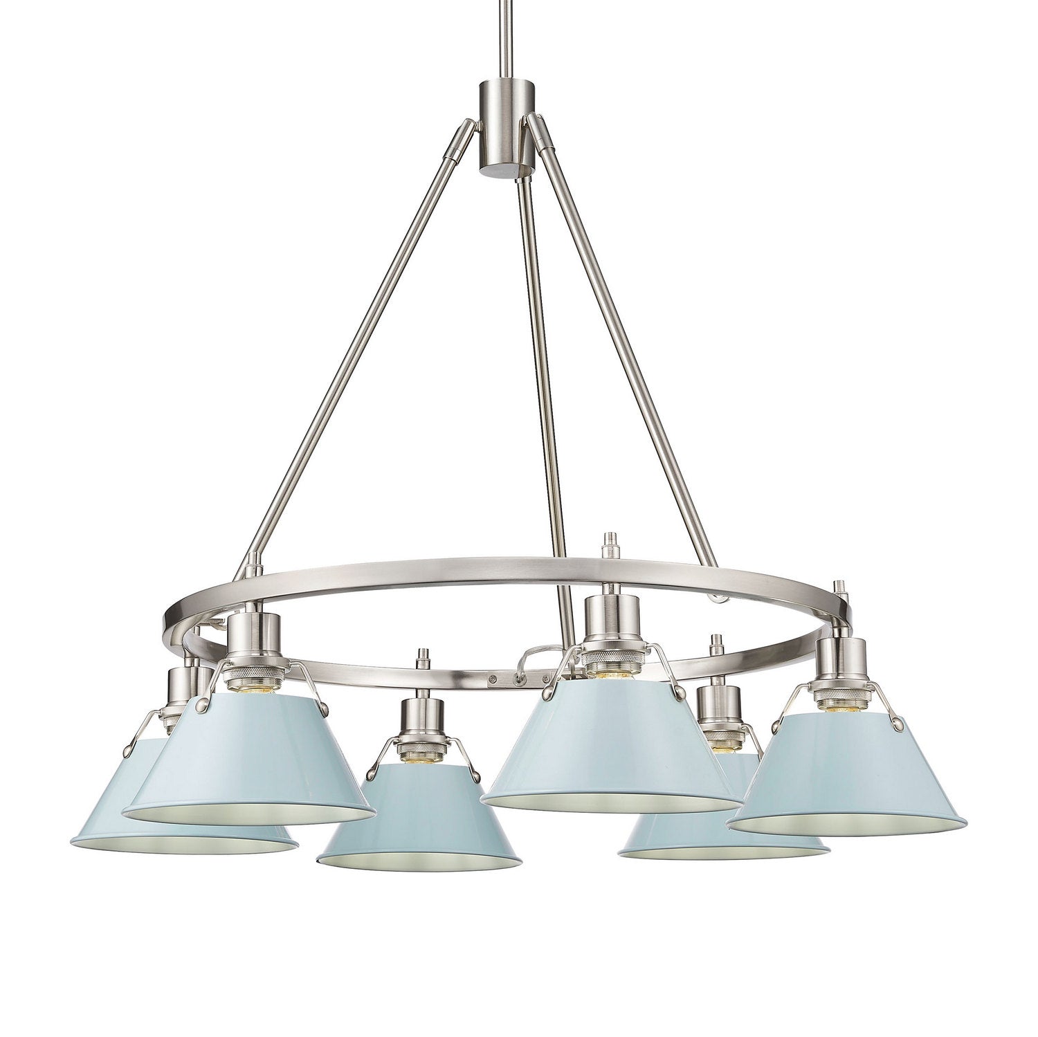 Golden - 3306-6 PW-DB - Six Light Chandelier - Orwell - Pewter
