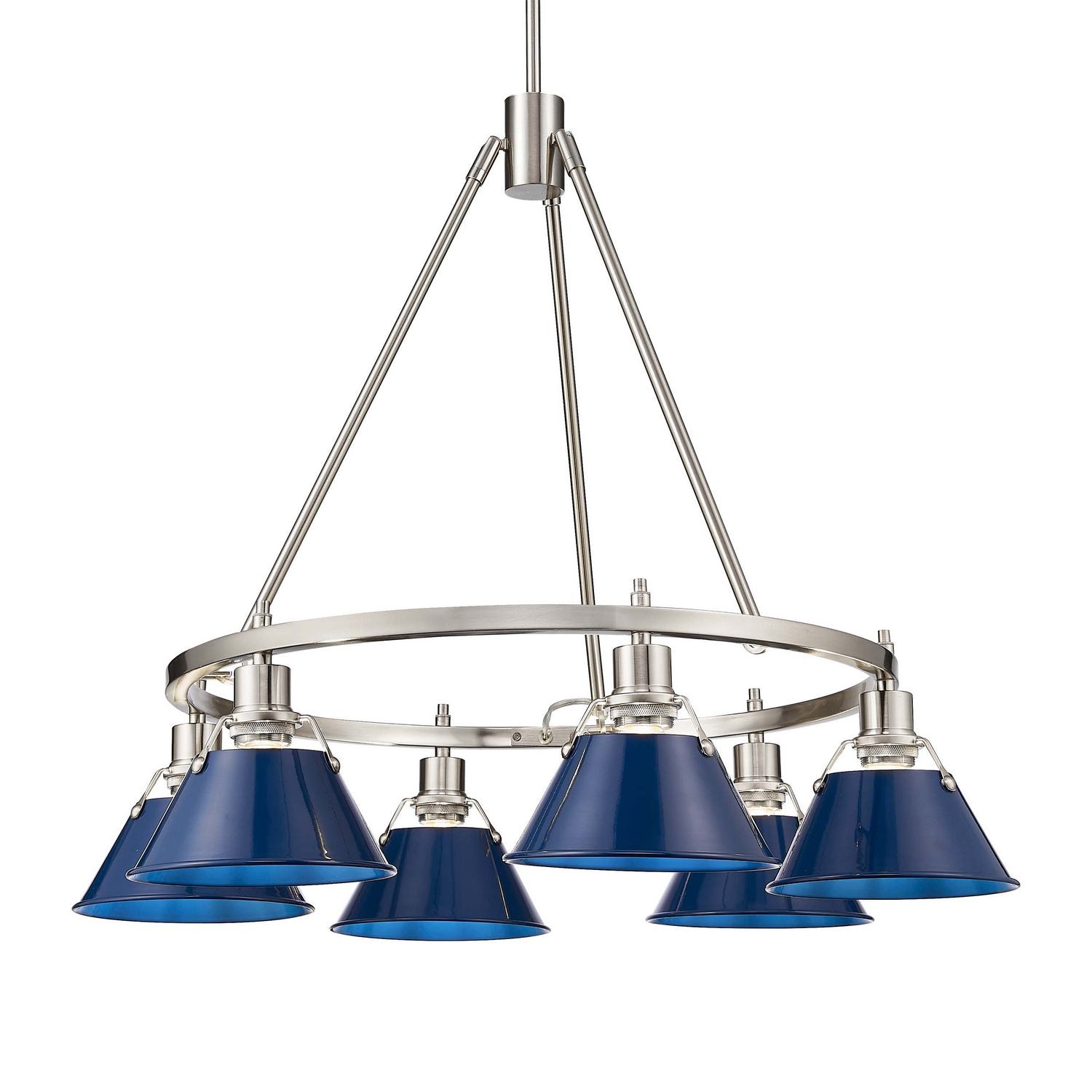 Golden - 3306-6 PW-NVY - Six Light Chandelier - Orwell - Pewter
