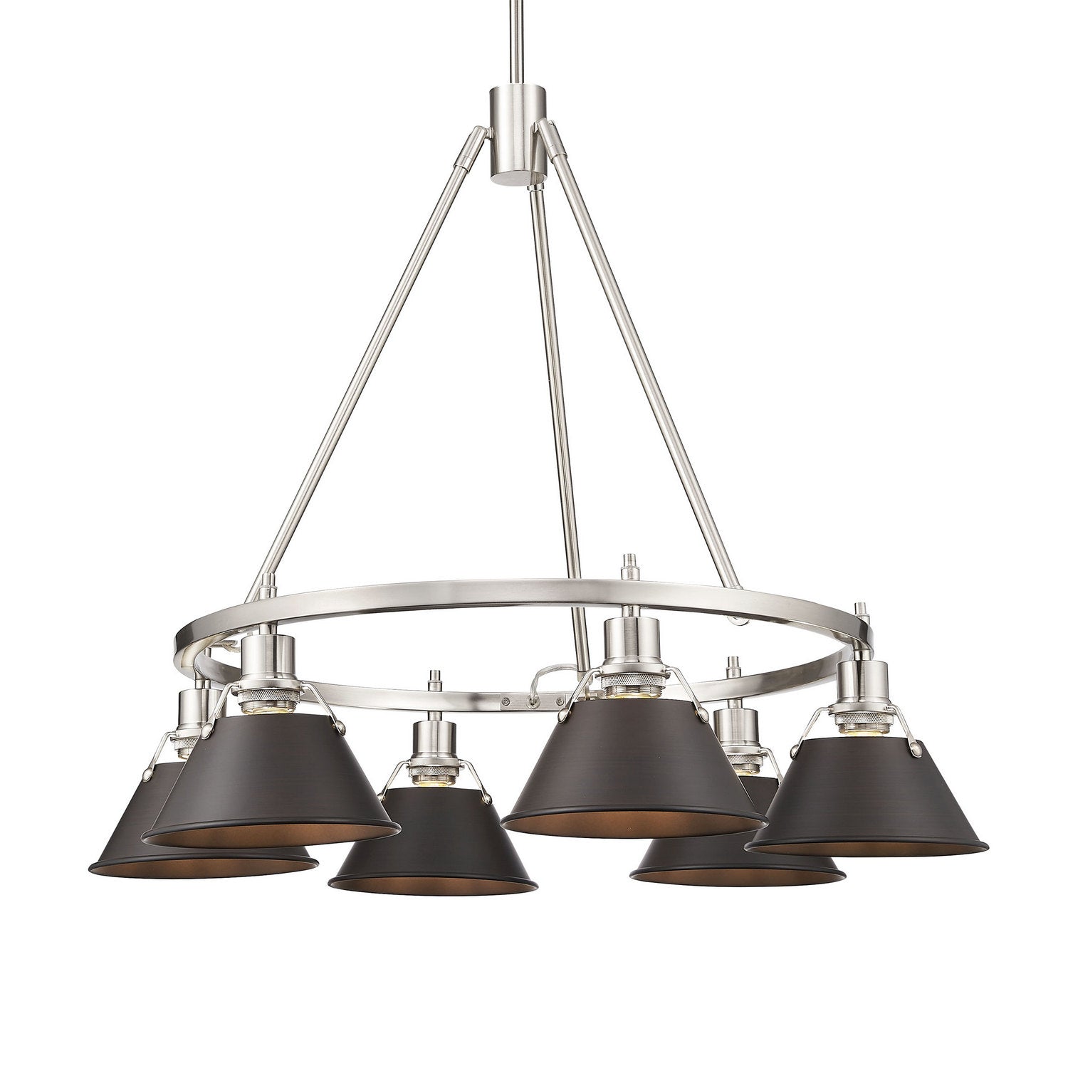 Golden - 3306-6 PW-RBZ - Six Light Chandelier - Orwell - Pewter