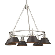 Golden - 3306-6 PW-RBZ - Six Light Chandelier - Orwell - Pewter