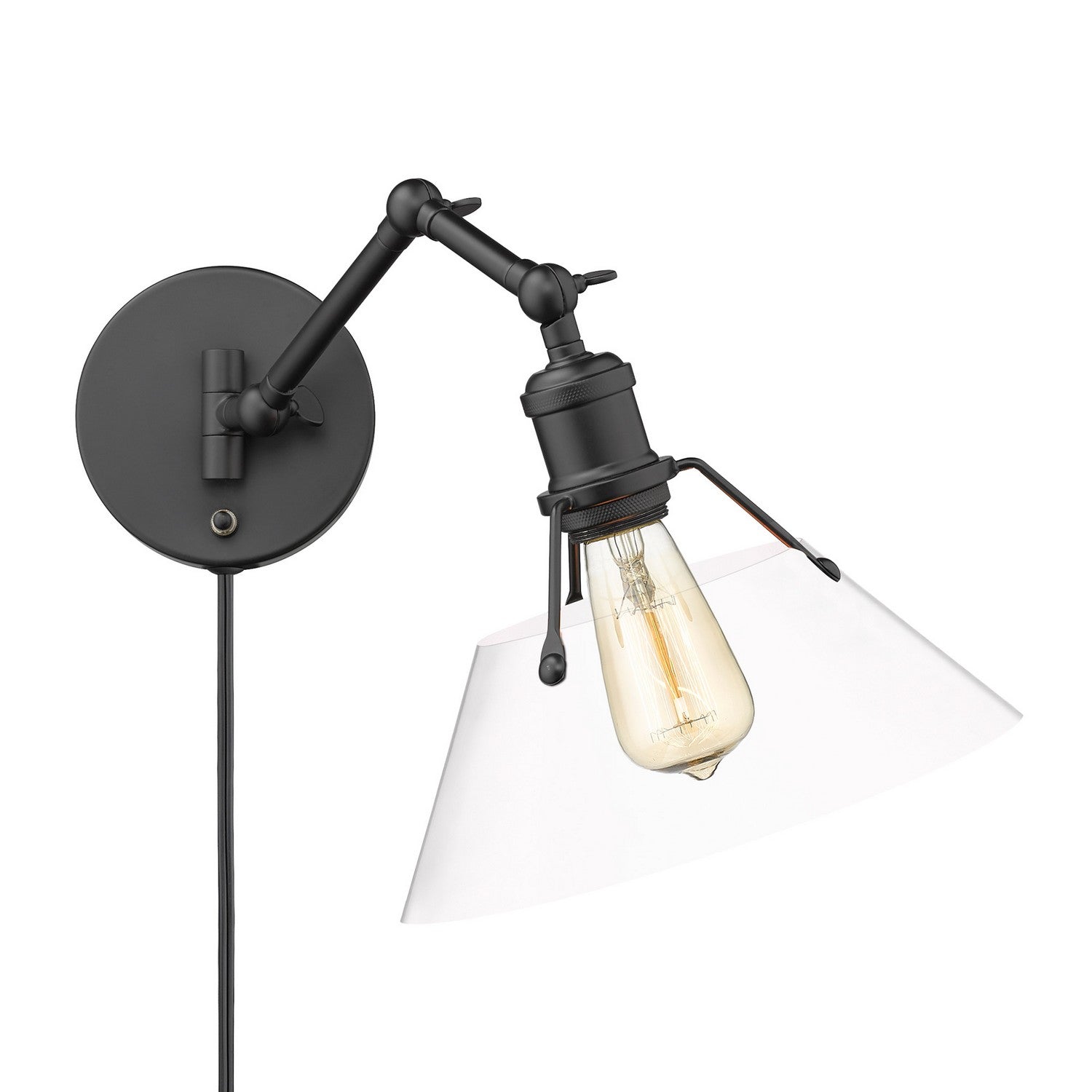 Golden - 3306-A1W BLK-CLR - One Light Wall Sconce - Orwell - Matte Black