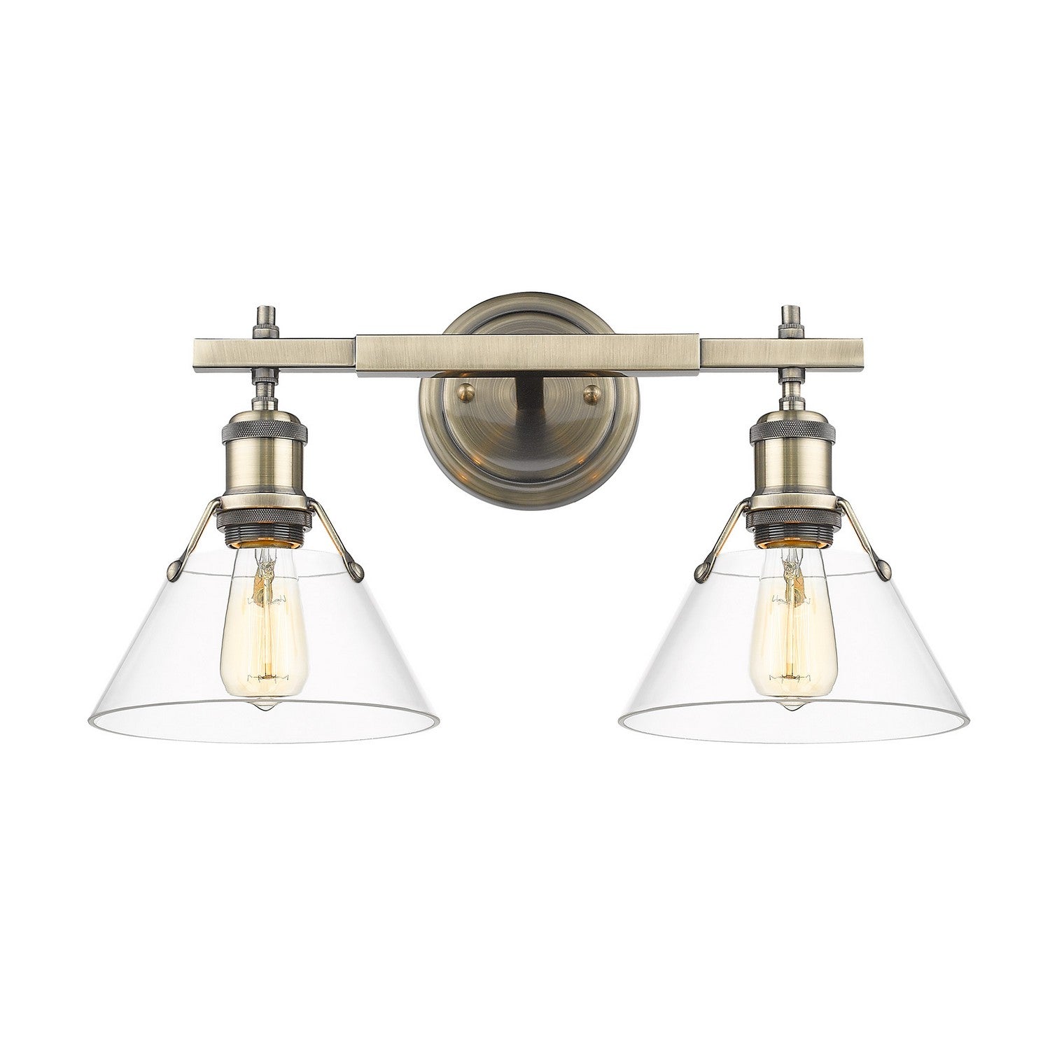 Golden - 3306-BA2 AB-CLR - Two Light Bath Vanity - Orwell - Aged Brass