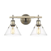 Golden - 3306-BA2 AB-CLR - Two Light Bath Vanity - Orwell - Aged Brass