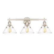 Golden - 3306-BA3 PW-CLR - Three Light Bath Vanity - Orwell - Pewter