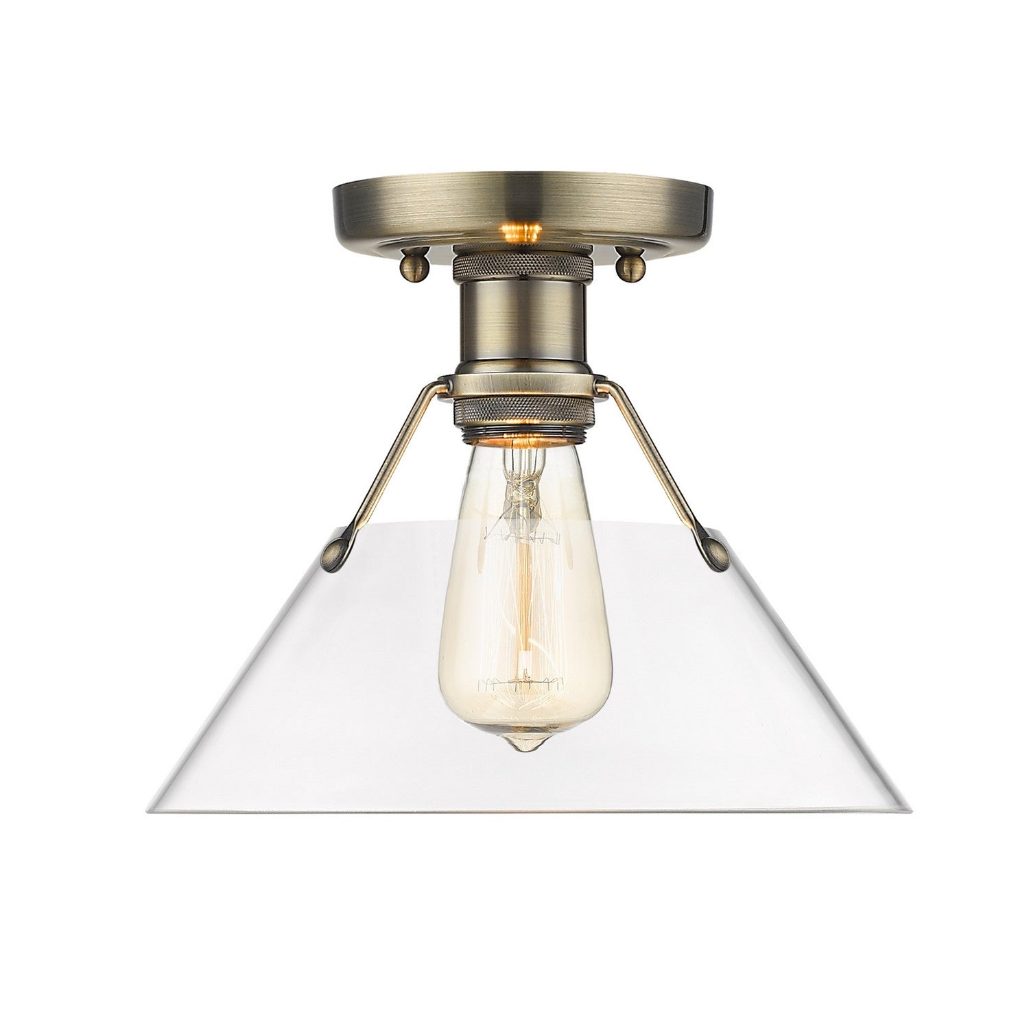 Golden - 3306-FM AB-CLR - One Light Flush Mount - Orwell - Aged Brass