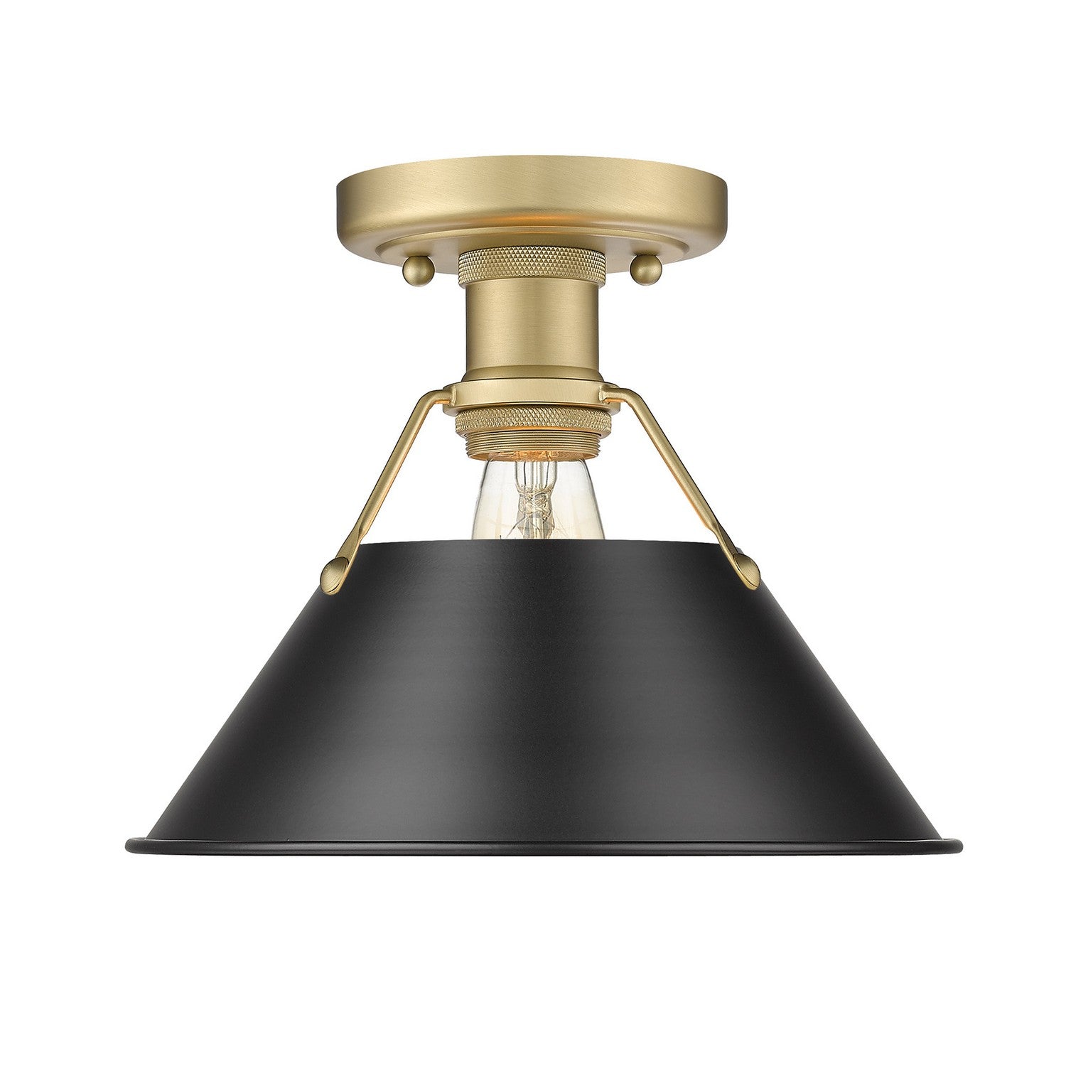 Golden - 3306-FM BCB-BLK - One Light Flush Mount - Orwell - Brushed Champagne Brass