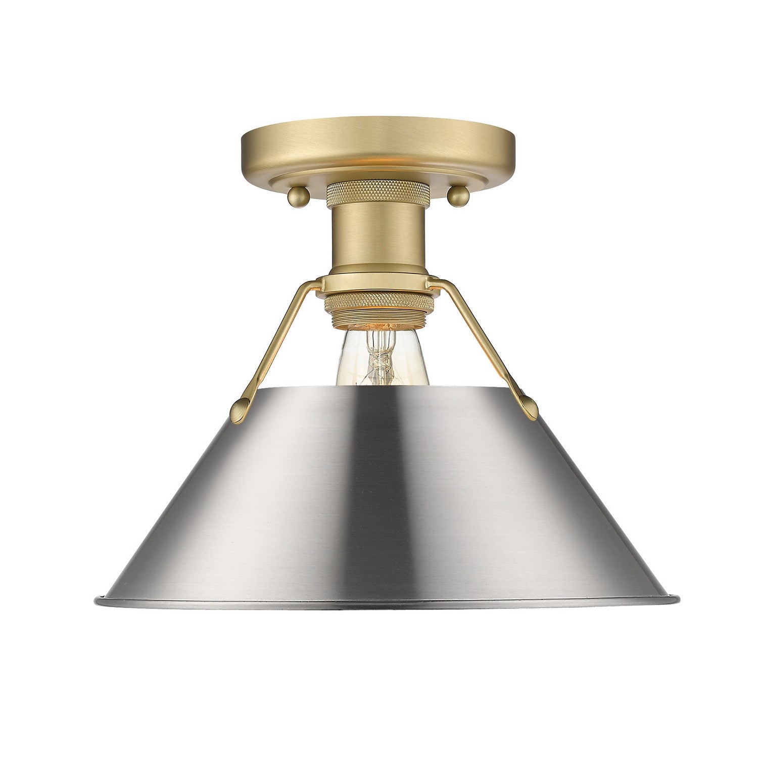 Golden - 3306-FM BCB-PW - One Light Flush Mount - Orwell - Brushed Champagne Brass