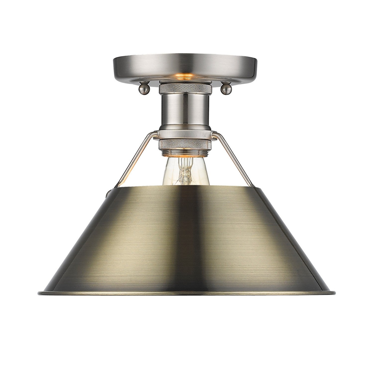 Golden - 3306-FM PW-AB - One Light Flush Mount - Orwell - Pewter