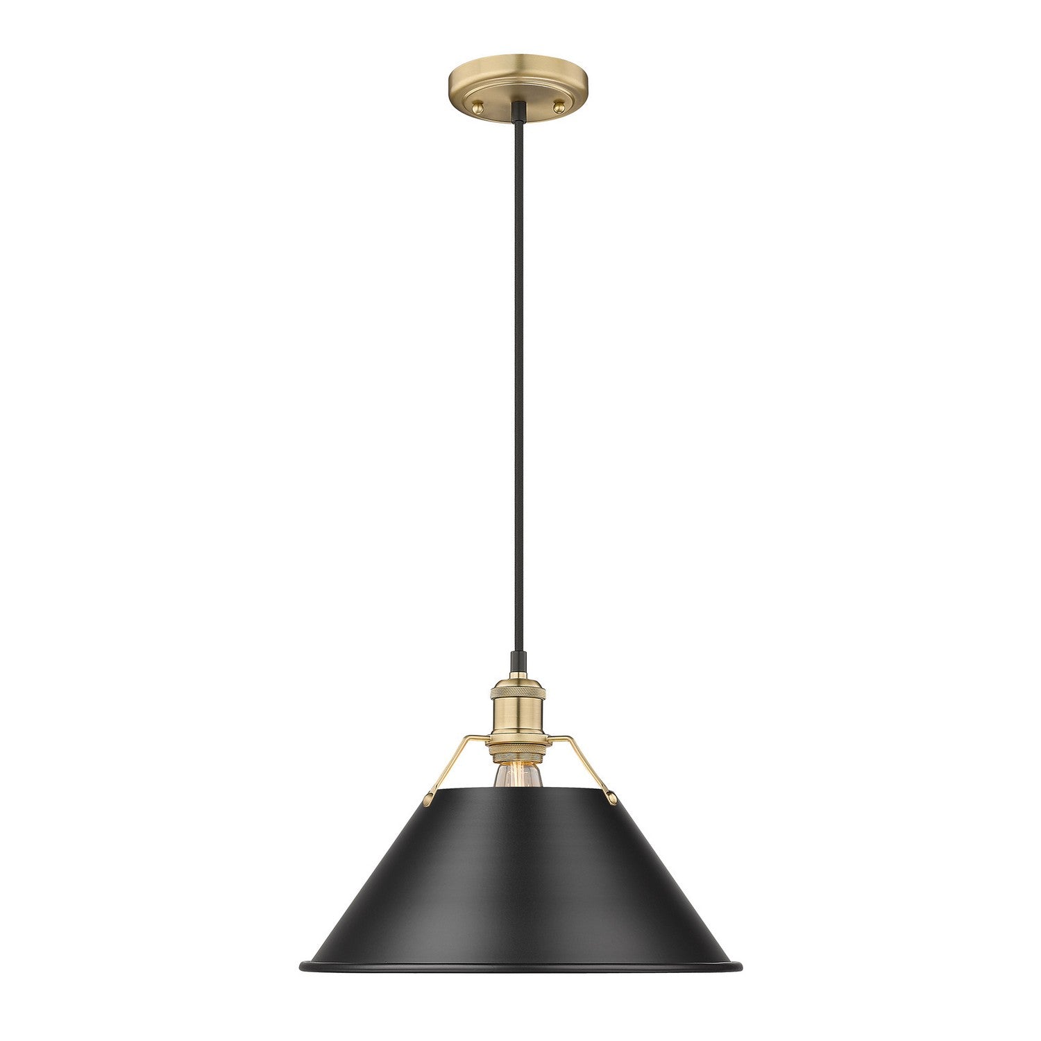 Golden - 3306-L BCB-BLK - One Light Pendant - Orwell - Brushed Champagne Brass