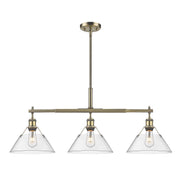 Golden - 3306-LP AB-CLR - Three Light Linear Pendant - Orwell - Aged Brass