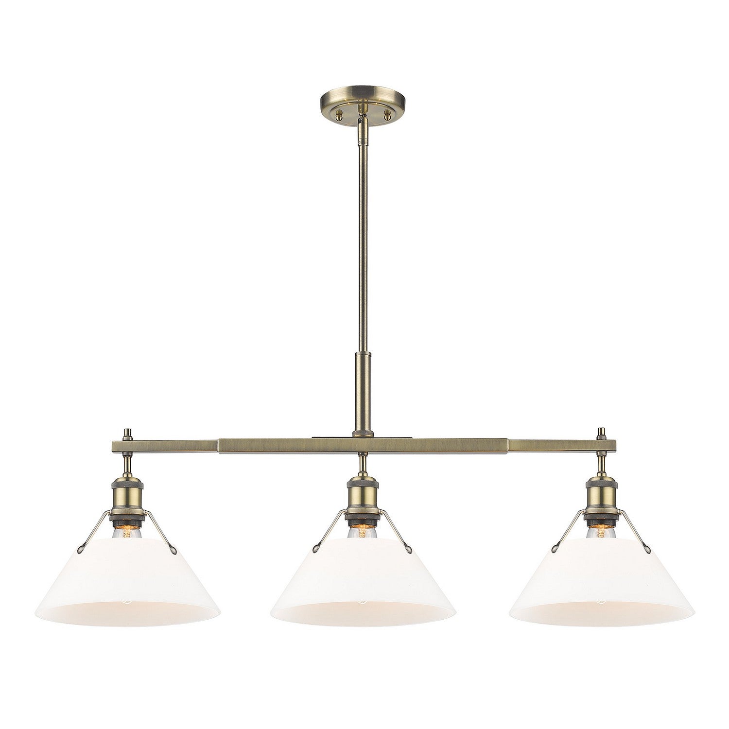Golden - 3306-LP AB-OP - Three Light Linear Pendant - Orwell - Aged Brass