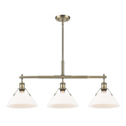 Golden - 3306-LP AB-OP - Three Light Linear Pendant - Orwell - Aged Brass