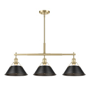 Golden - 3306-LP BCB-BLK - Three Light Linear Pendant - Orwell - Brushed Champagne Brass