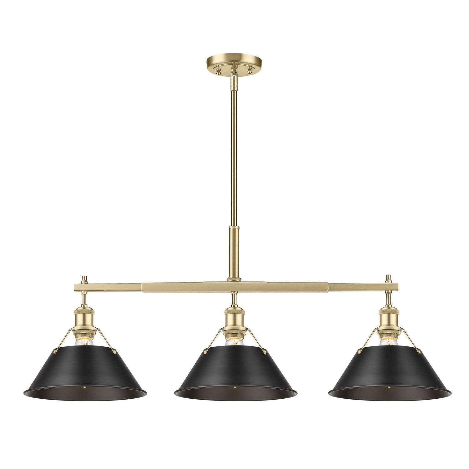 Golden - 3306-LP BCB-BLK - Three Light Linear Pendant - Orwell - Brushed Champagne Brass