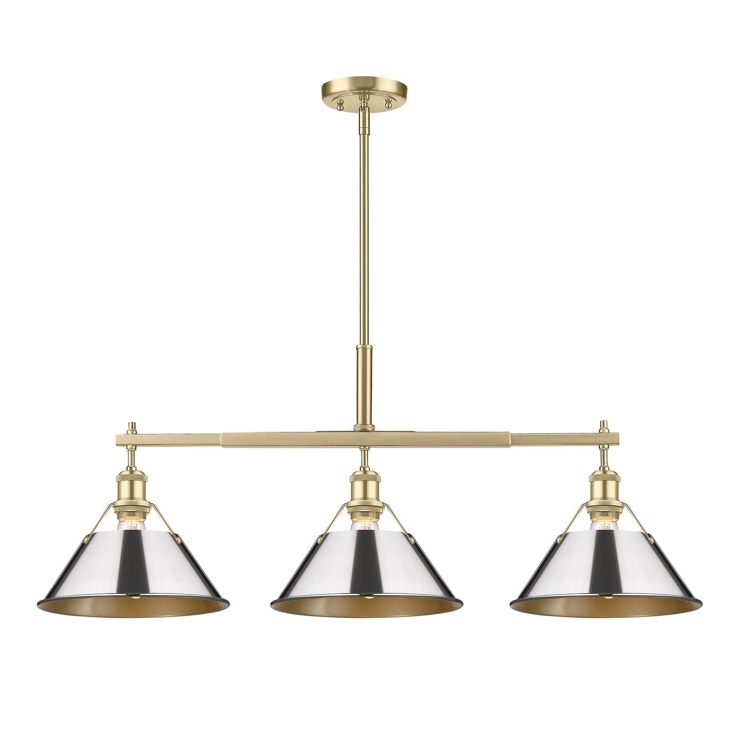 Golden - 3306-LP BCB-CH - Three Light Linear Pendant - Orwell - Brushed Champagne Brass
