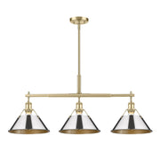 Golden - 3306-LP BCB-CH - Three Light Linear Pendant - Orwell - Brushed Champagne Brass
