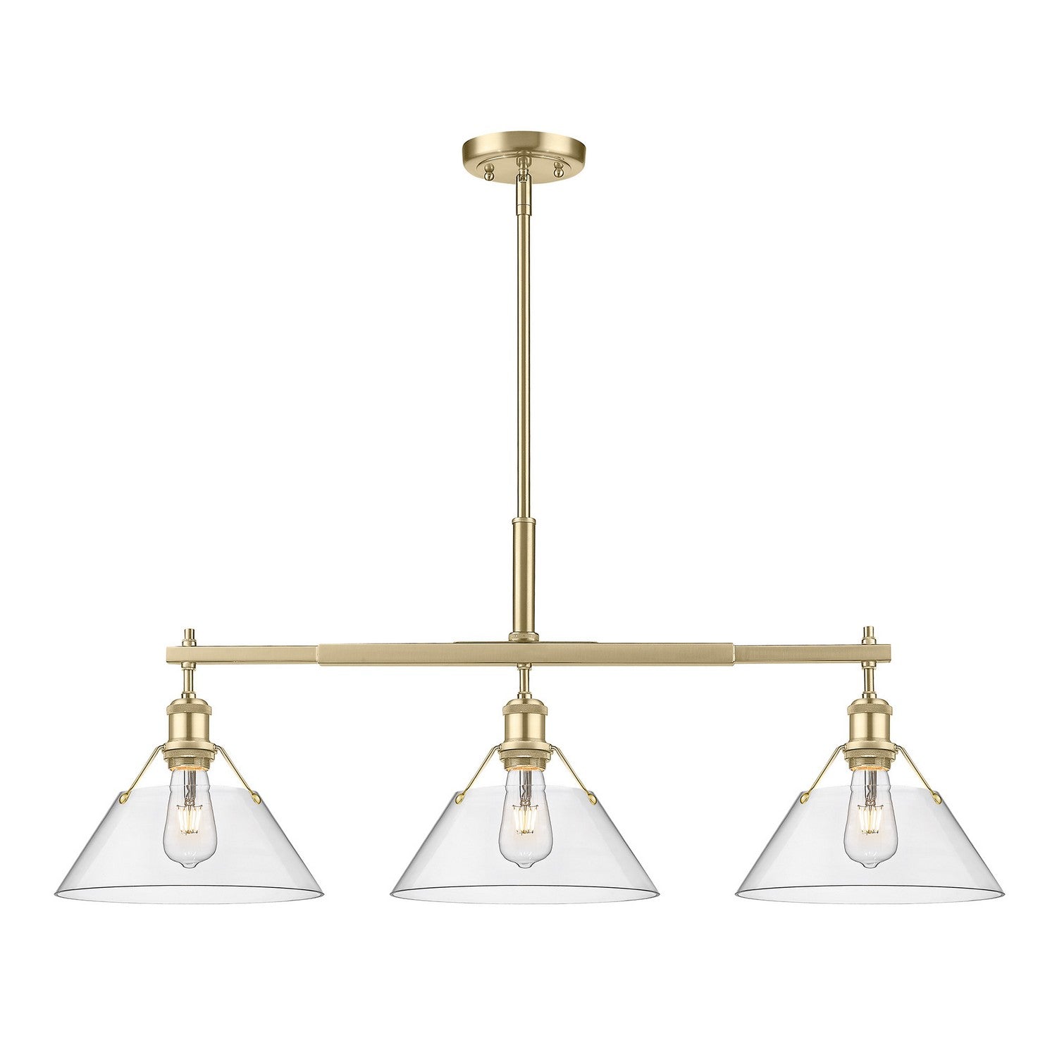Golden - 3306-LP BCB-CLR - Three Light Linear Pendant - Orwell - Brushed Champagne Brass
