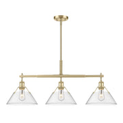 Golden - 3306-LP BCB-CLR - Three Light Linear Pendant - Orwell - Brushed Champagne Brass