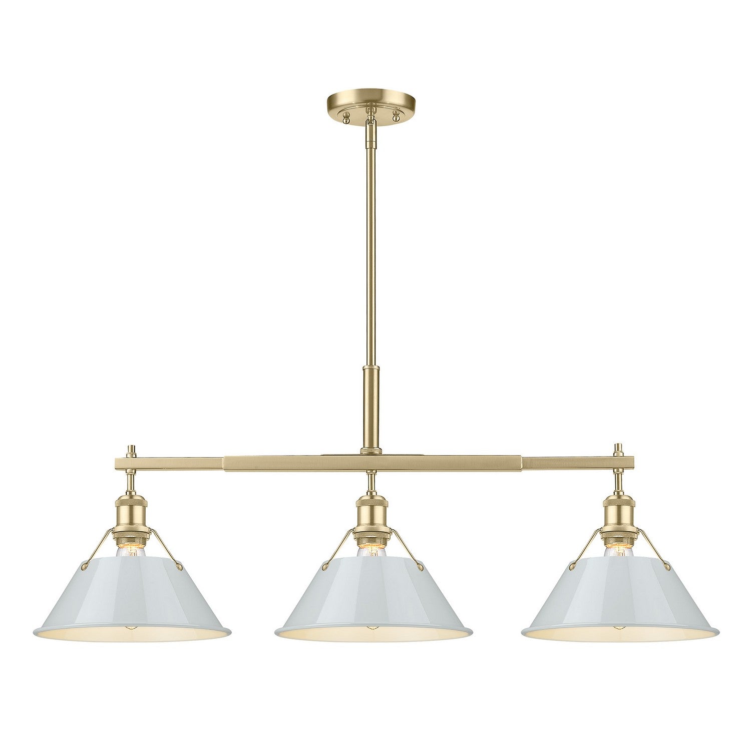 Golden - 3306-LP BCB-DB - Three Light Linear Pendant - Orwell - Brushed Champagne Brass
