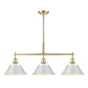 Golden - 3306-LP BCB-DB - Three Light Linear Pendant - Orwell - Brushed Champagne Brass