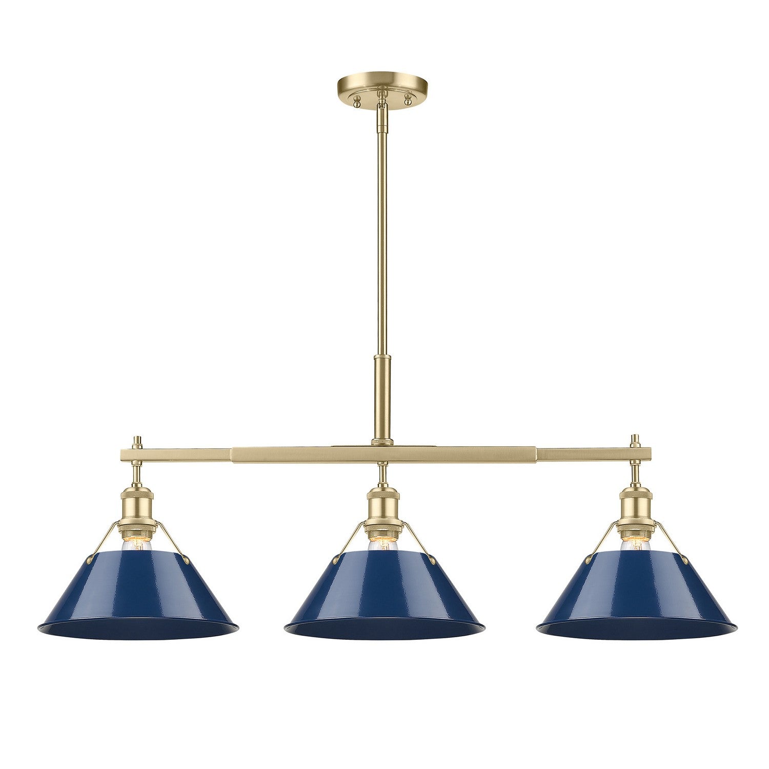 Golden - 3306-LP BCB-NVY - Three Light Linear Pendant - Orwell - Brushed Champagne Brass