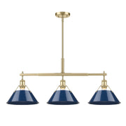 Golden - 3306-LP BCB-NVY - Three Light Linear Pendant - Orwell - Brushed Champagne Brass
