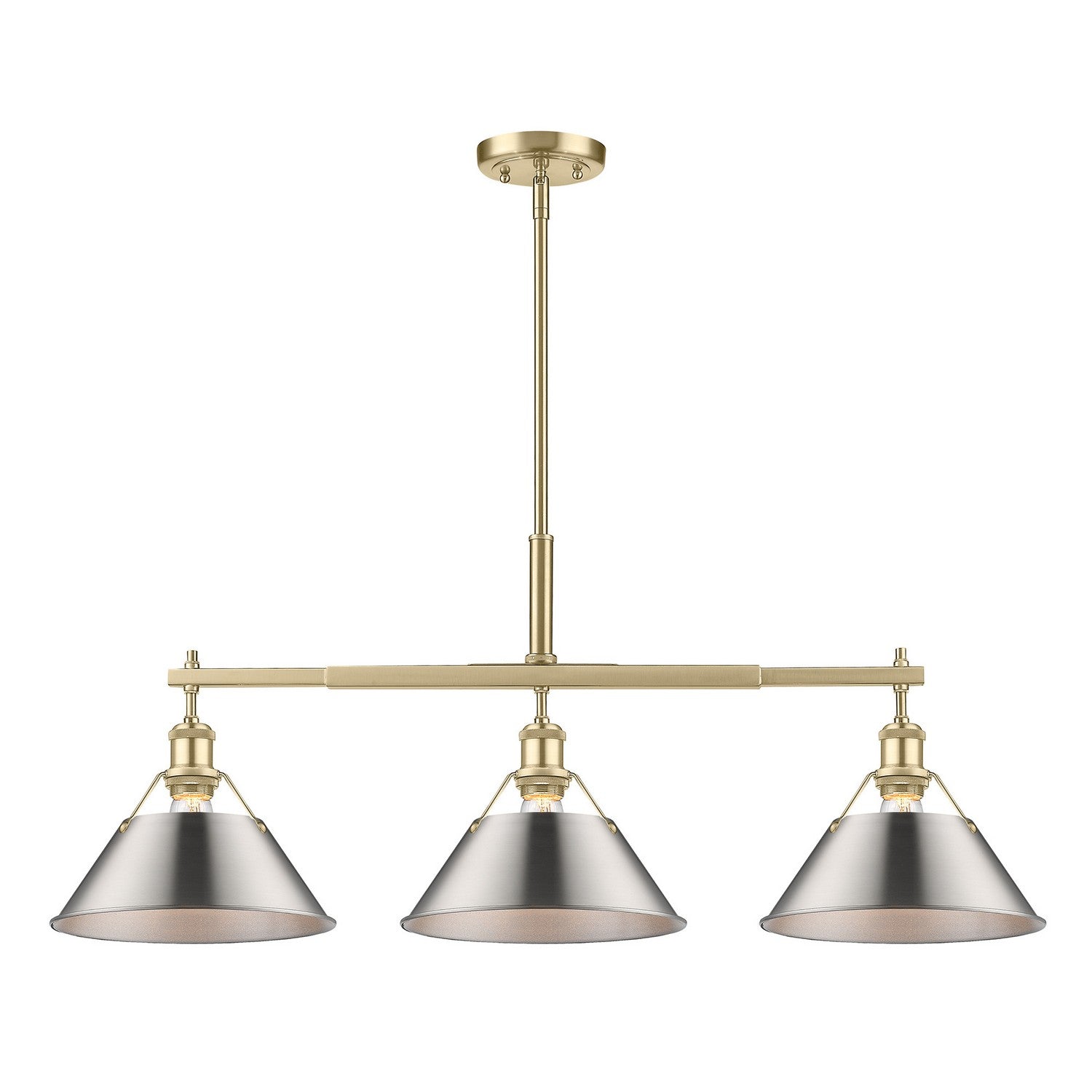 Golden - 3306-LP BCB-PW - Three Light Linear Pendant - Orwell - Brushed Champagne Brass