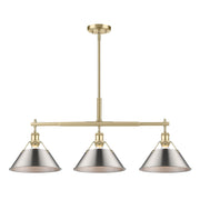 Golden - 3306-LP BCB-PW - Three Light Linear Pendant - Orwell - Brushed Champagne Brass