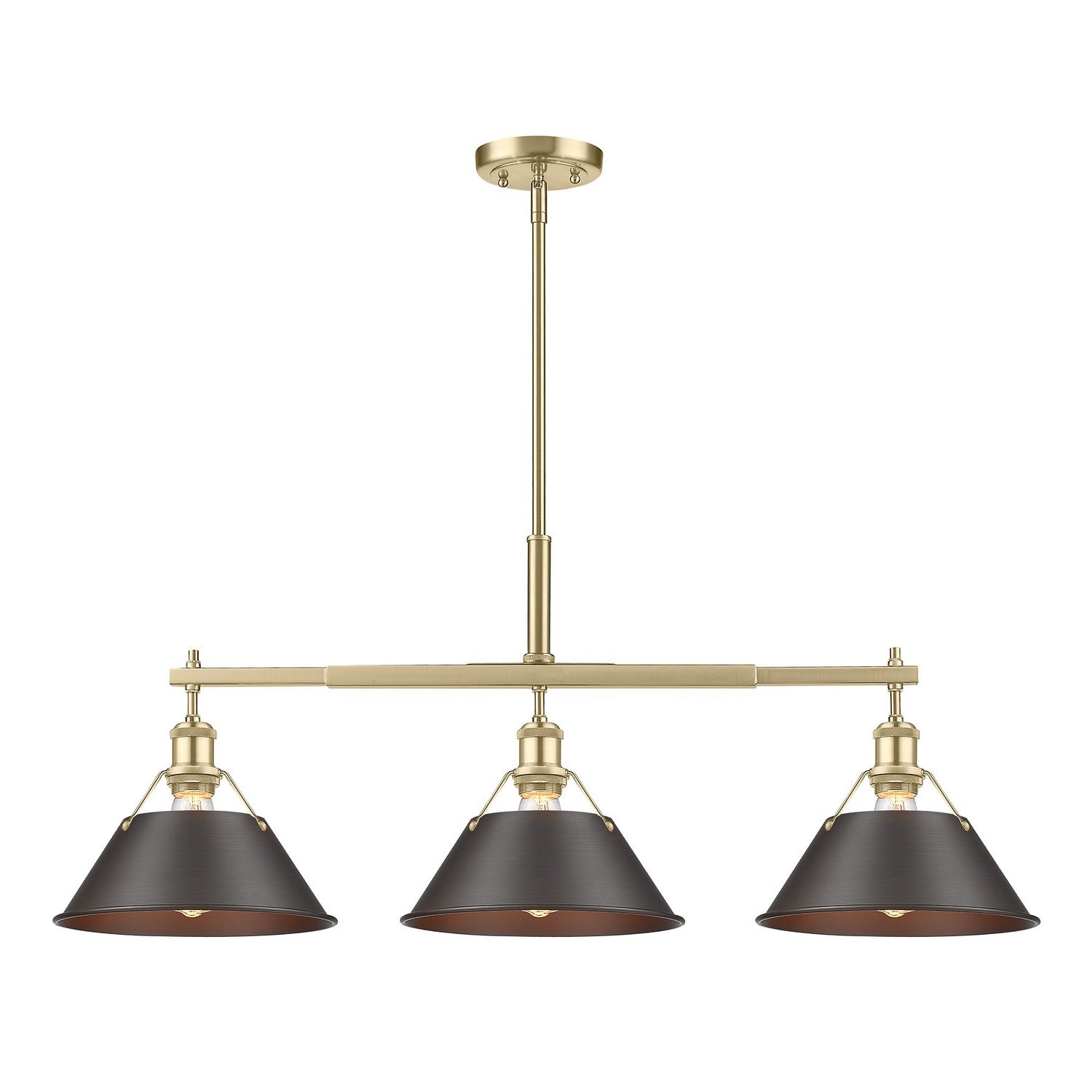 Golden - 3306-LP BCB-RBZ - Three Light Linear Pendant - Orwell - Brushed Champagne Brass