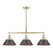 Golden - 3306-LP BCB-RBZ - Three Light Linear Pendant - Orwell - Brushed Champagne Brass