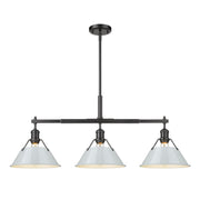 Golden - 3306-LP BLK-DB - Three Light Linear Pendant - Orwell - Matte Black