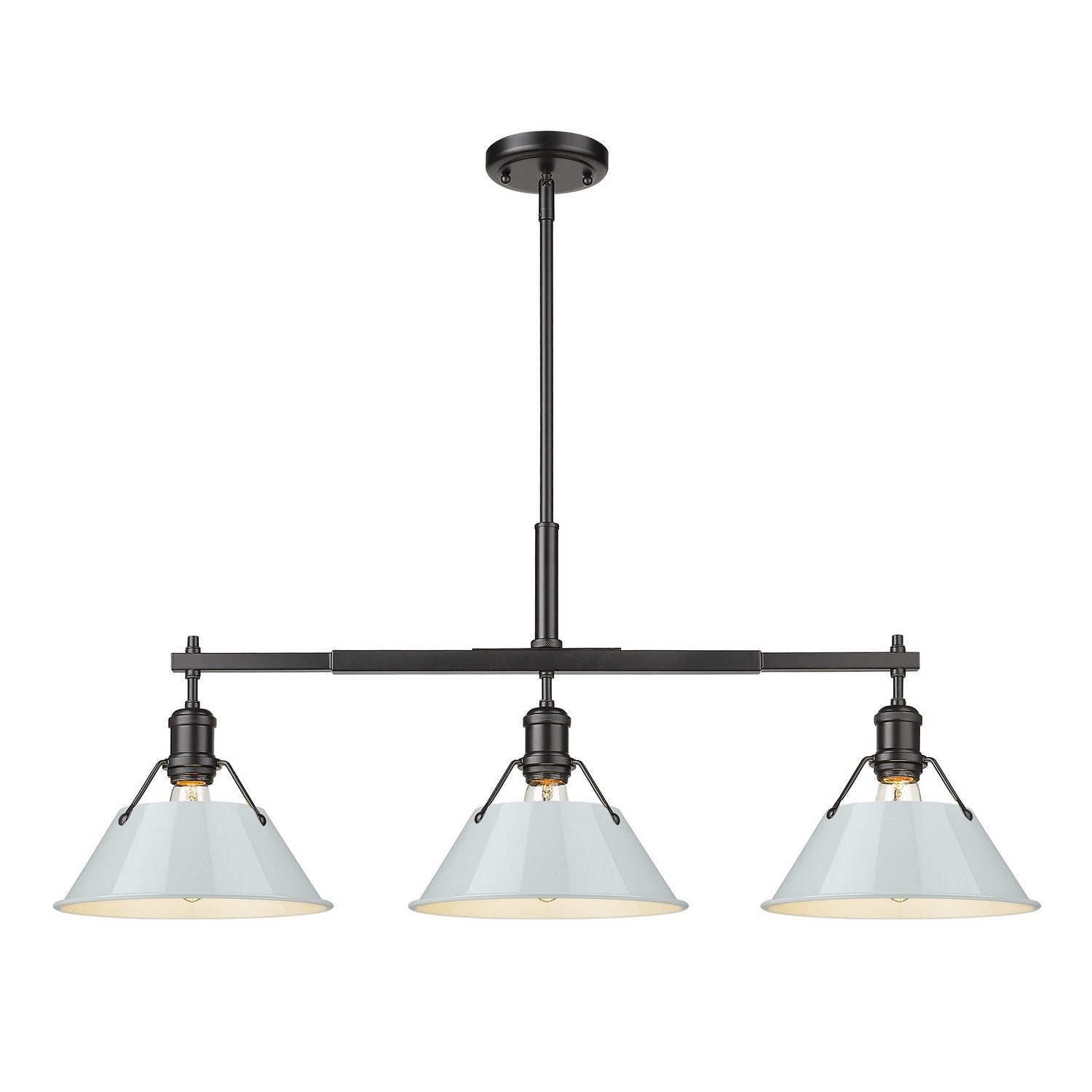 Golden - 3306-LP BLK-DB - Three Light Linear Pendant - Orwell - Matte Black