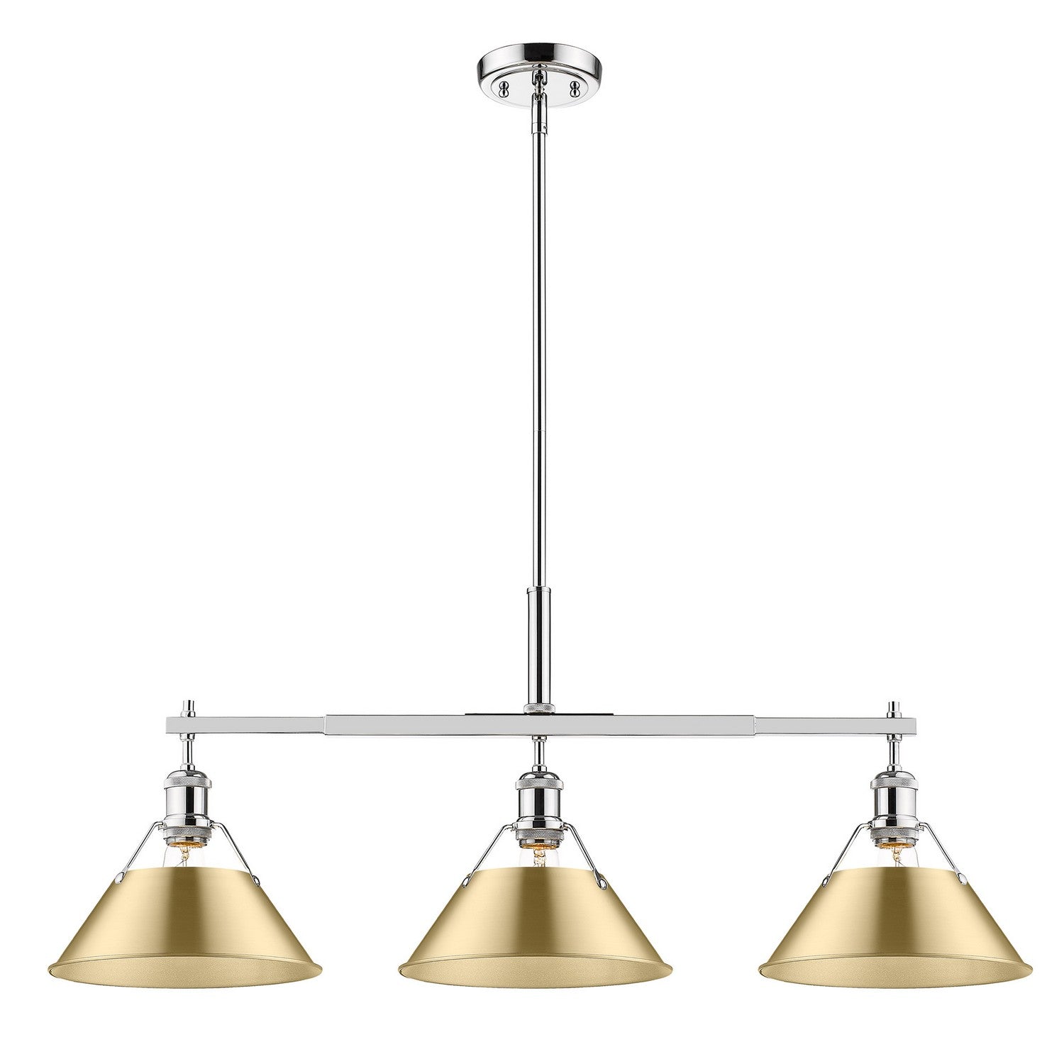 Golden - 3306-LP CH-BCB - Three Light Linear Pendant - Orwell - Chrome