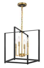 Minka-Lavery - 1464-883 - Four Light Pendant - Colwick - Coal Black & Signature Brass