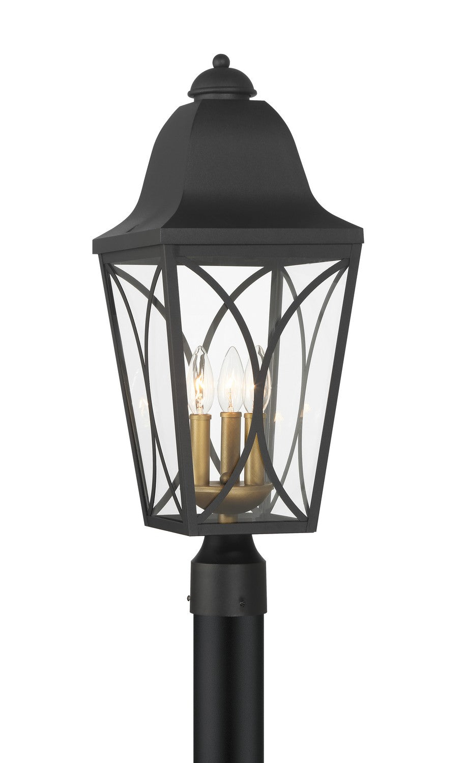 Minka-Lavery - 73356-757 - Three Light Outdoor Post Lantern - Cardigan - Sand Coal Black & Olden Brass