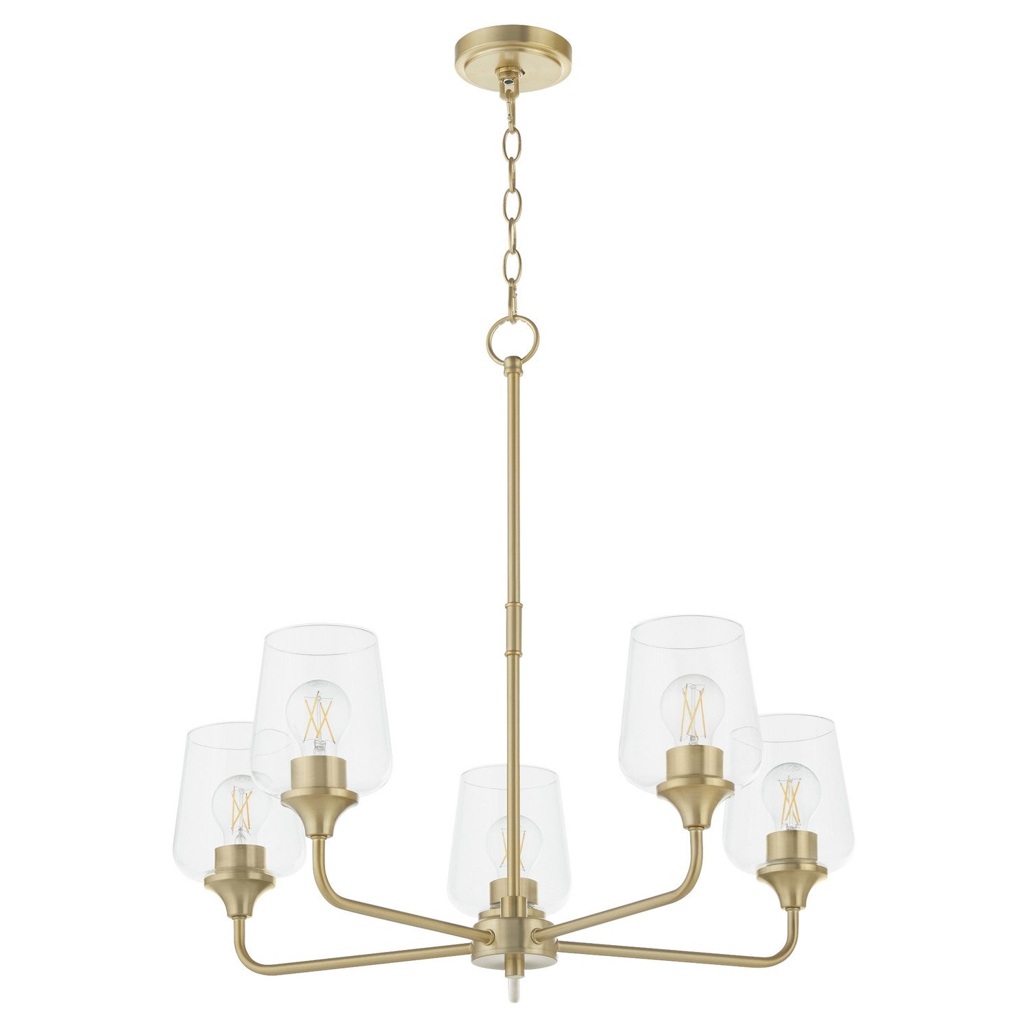 Quorum - 6313-5-80 - Five Light Chandelier - Raymond - Aged Brass|Aged Brass