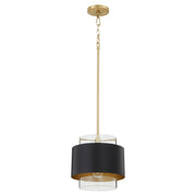 Quorum - 8012-5980 - One Light Pendant - Matte Black|Aged Brass