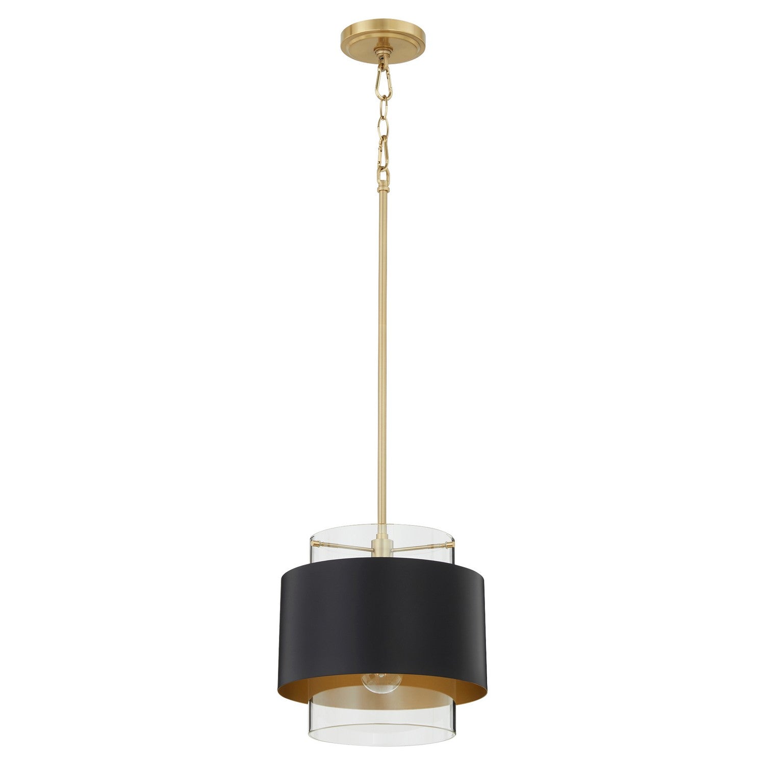 Quorum - 8012-5980 - One Light Pendant - Matte Black|Aged Brass