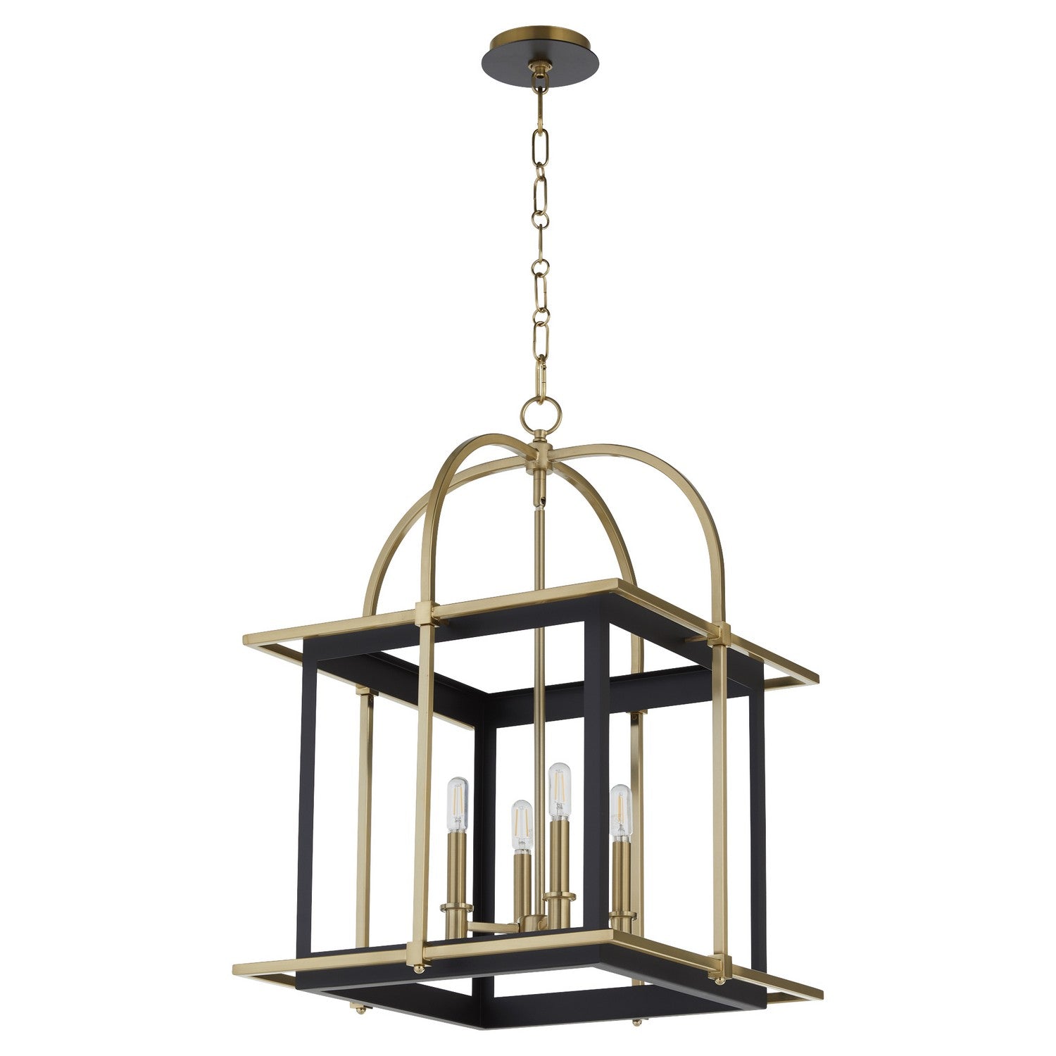 Quorum - 8216-4-5980 - Four Light Pendant - Moritz - Matte Black|Aged Brass