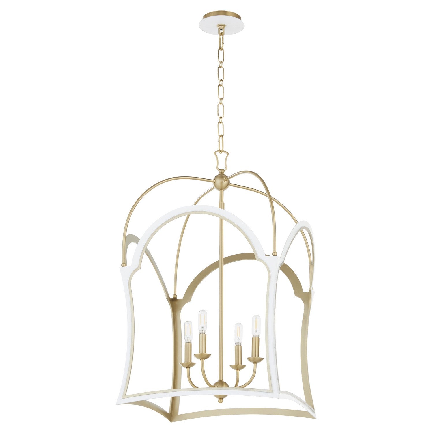 Quorum - 8217-4-0880 - Four Light Lantern - TIffany - Studio White|Aged Brass