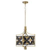 Quorum - 883-3-5980 - Three Light Pendant - Mariposa - Matte Black|Aged Brass