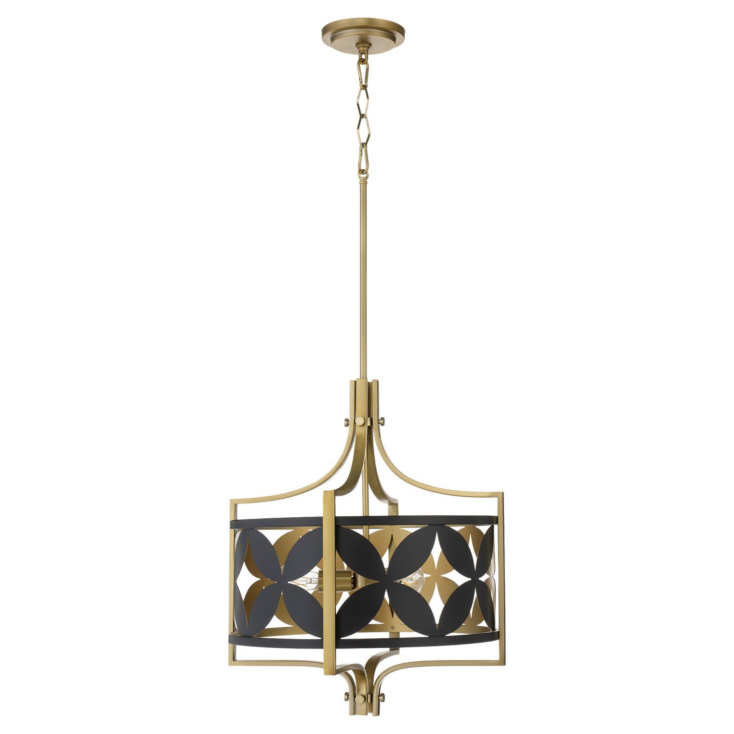 Quorum - 883-3-5980 - Three Light Pendant - Mariposa - Matte Black|Aged Brass