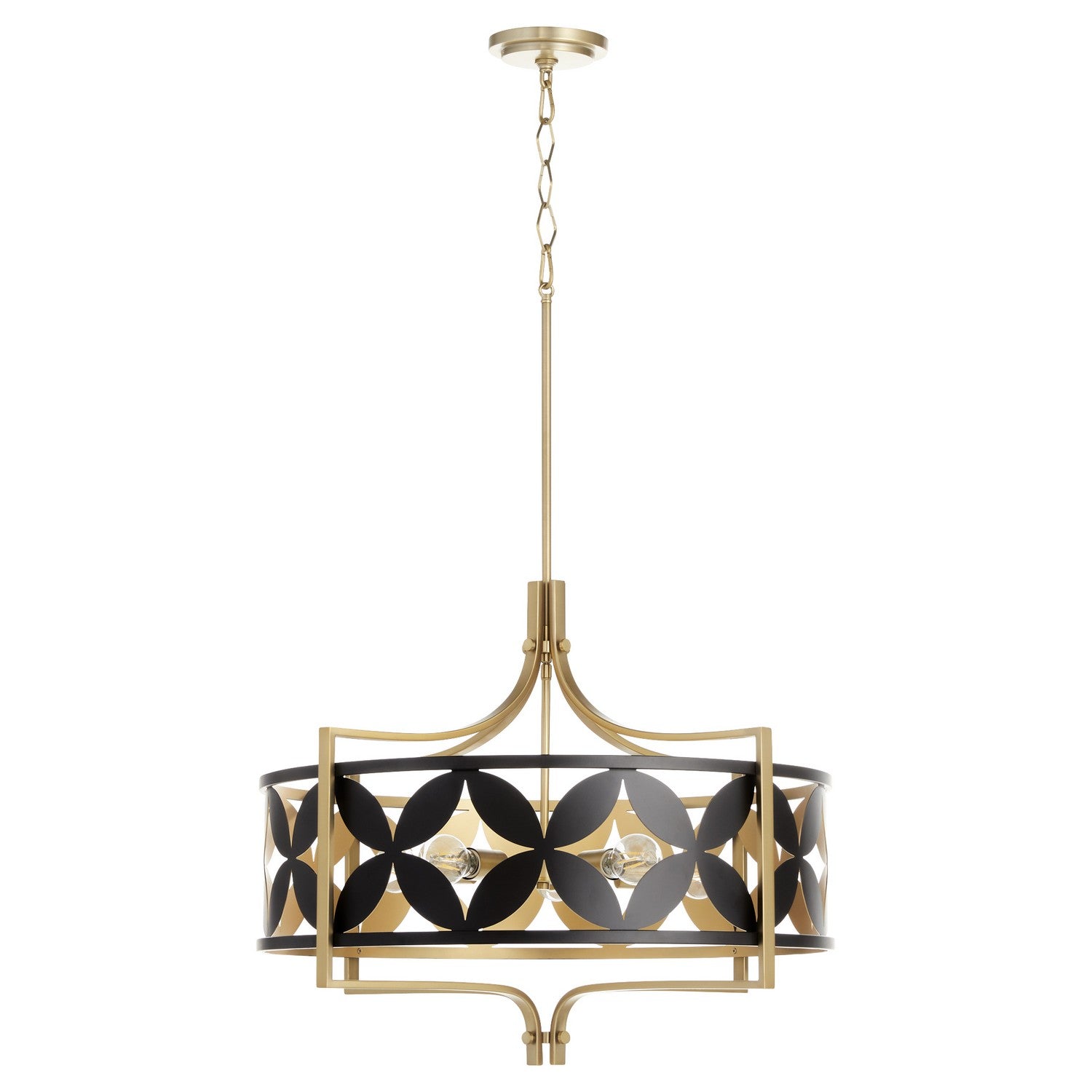 Quorum - 883-5-5980 - Five Light Pendant - Mariposa - Matte Black|Aged Brass