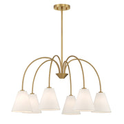 Meridian - M100138NB - Six Light Chandelier - Natural Brass