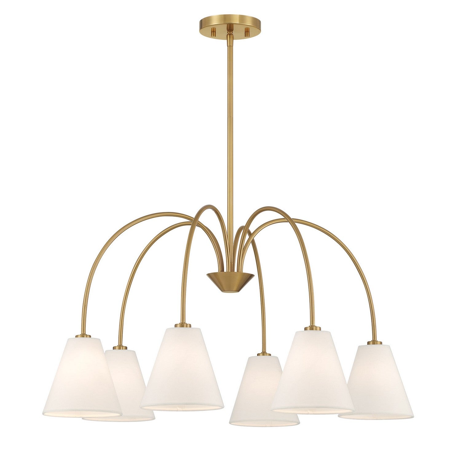 Meridian - M100138NB - Six Light Chandelier - Natural Brass