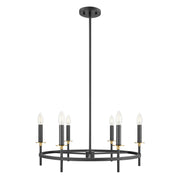 Meridian - M100140MBKNB - Six Light Chandelier - Matte Black and Natural Brass