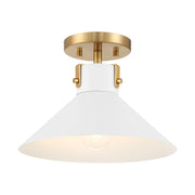 Meridian - M60078WHNB - One Light Semi-Flush Mount - White and Natural Brass