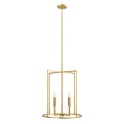 Meridian - M7044NB - Four Light Pendant - Natural Brass